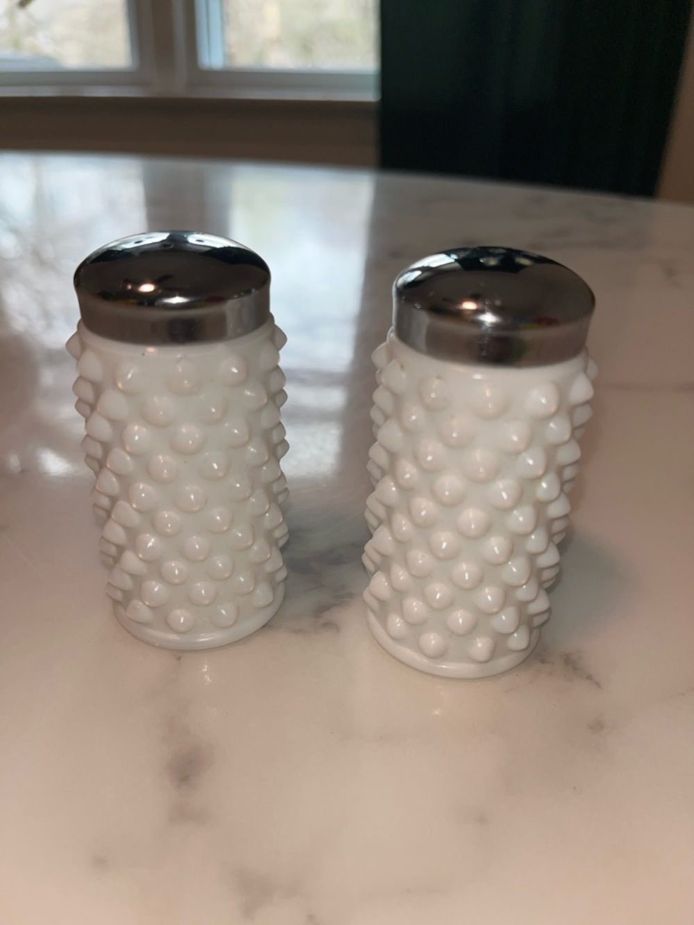 Bright White Mid Century Modern Porcelain Salt and Pepper Shakers